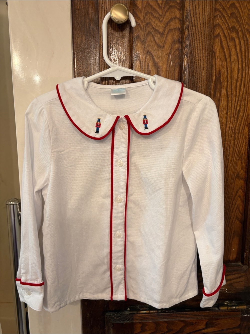 Edgehill Collection Boys Button-Down Top with Red Velvet Trim